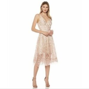 XSCAPE Fairy Lace Floral Embroidered Fit & Flare Dress
